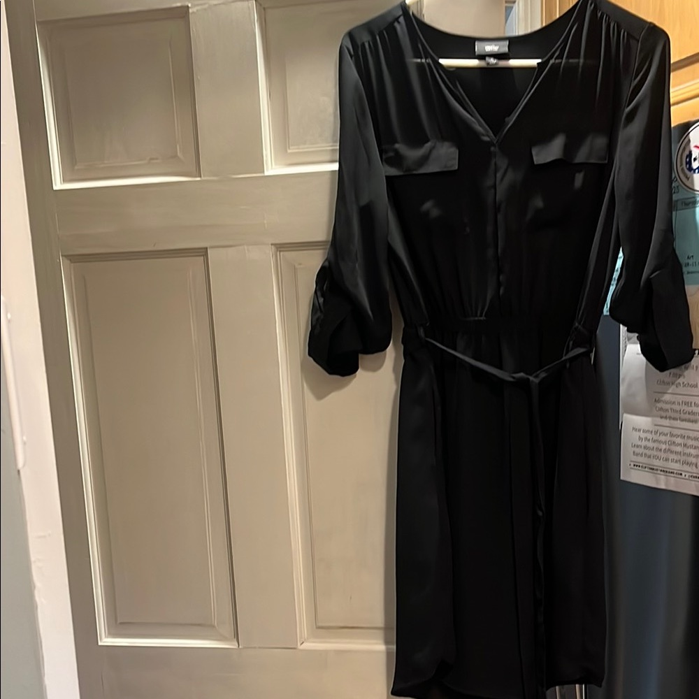 Black V-Neck High Low Sheath Dress